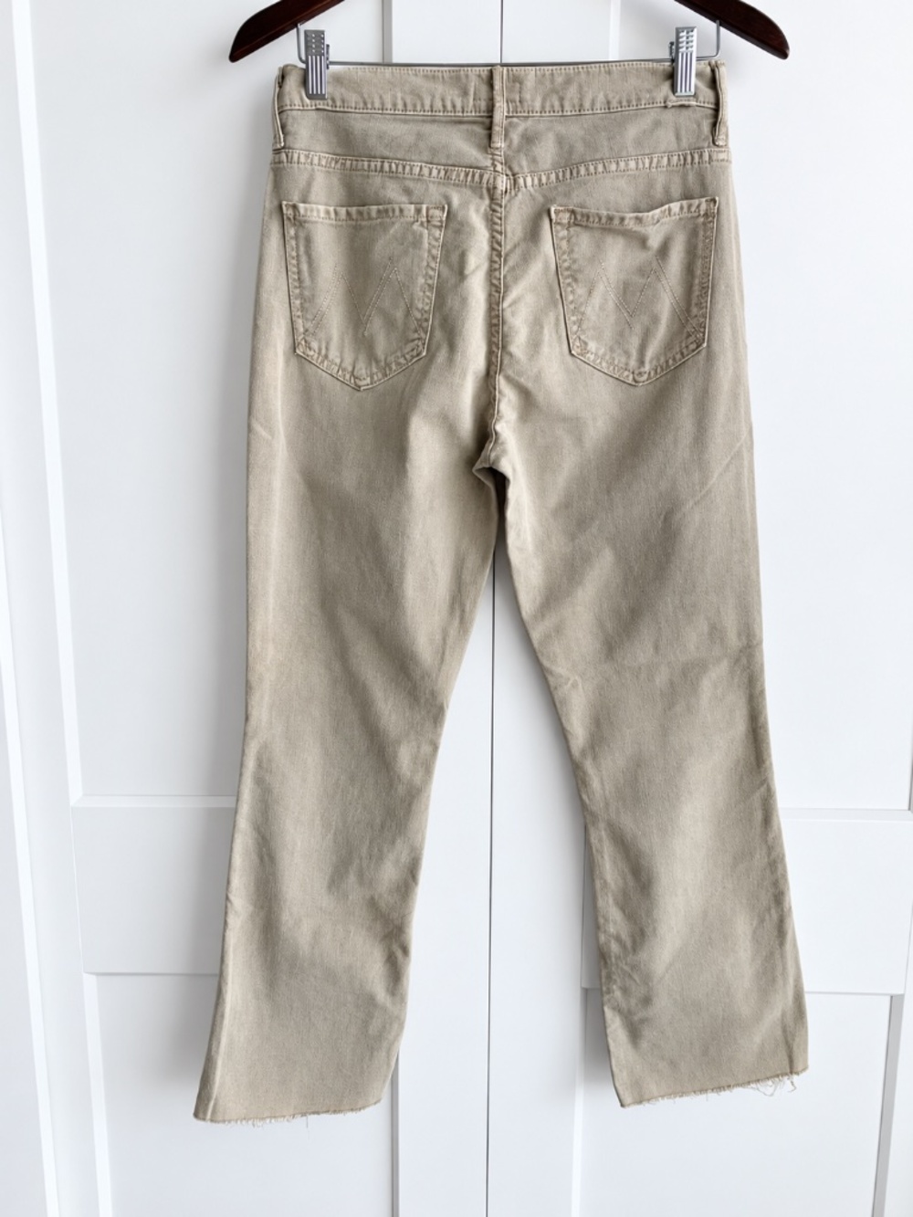 MOTHER The Insider Ankle Fray Chalk It Up Jeans Women's Size 29 Chalk Oxford Tan - Picture 4 of 16